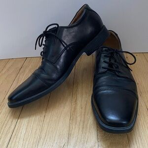 Clarks Dress Shoes Mens 10.5 Oxford Lace Up Leather Black Collection Ortholite